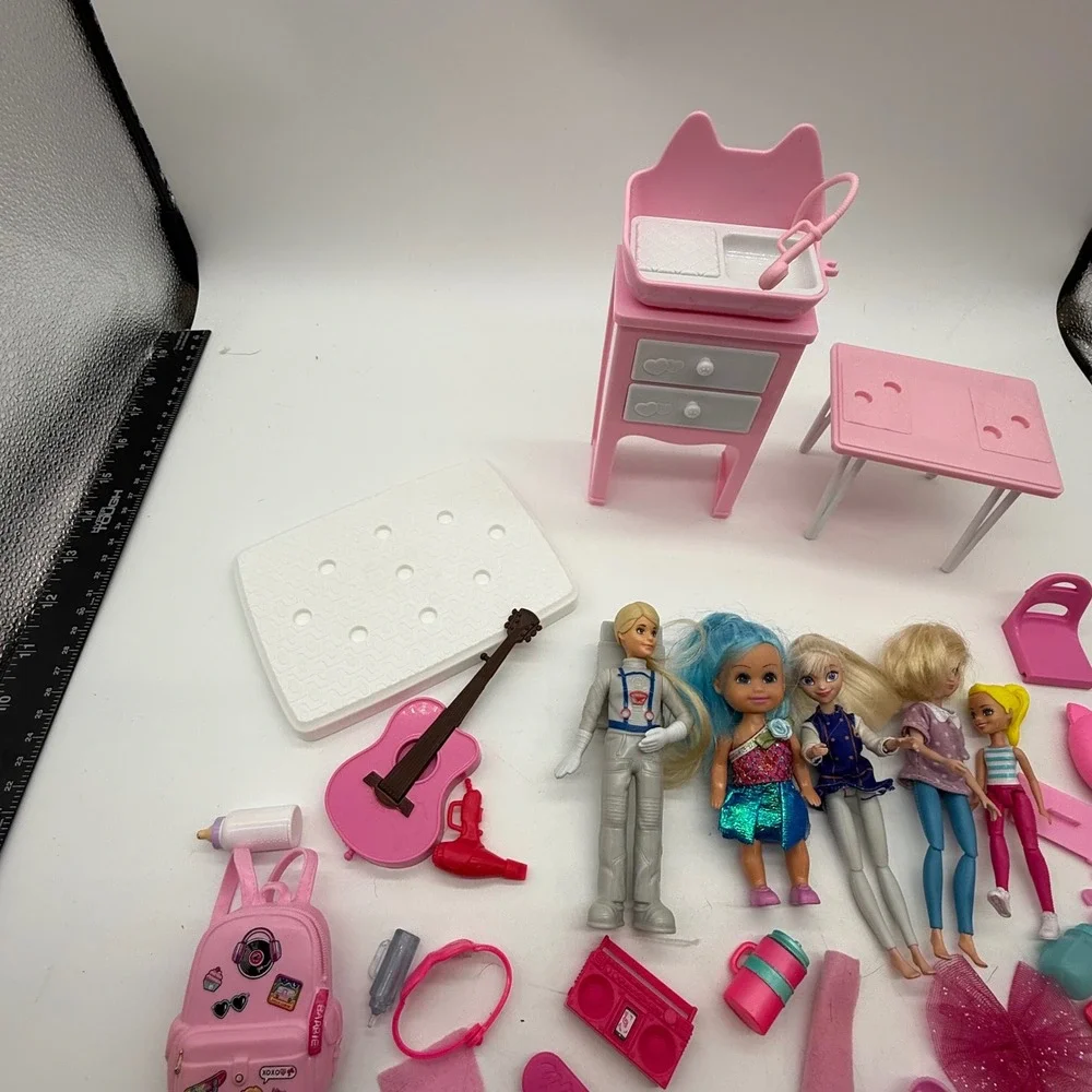 Mattel Barbie Chelsea Doll mixed brand Lot Dolls Furniture Accessories toy lot.